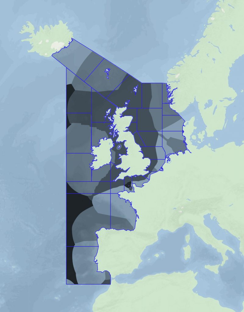 Map of Shipping Forecast areas and Exclusive Economic Zones.